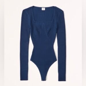 Abercrombie & Fitch Blue Ribbed Long Sleeve Bodysuit